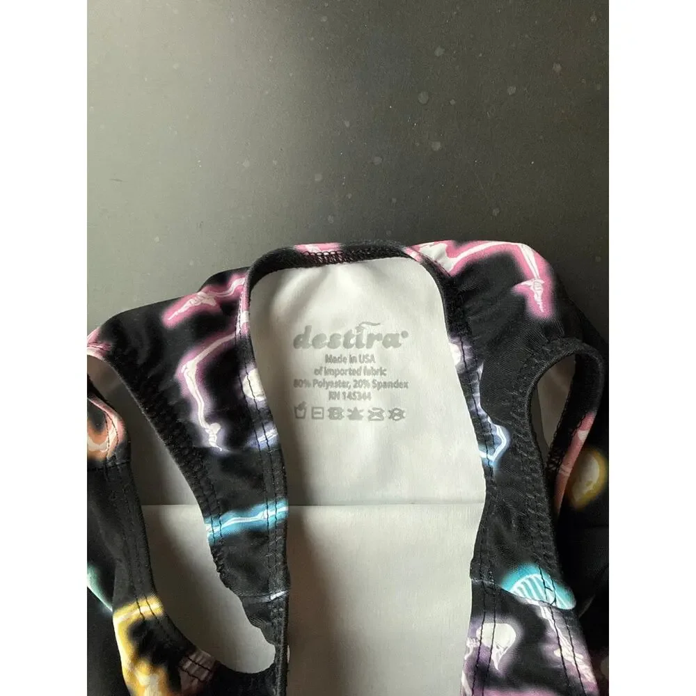 Girls DESTIRA Black Rainbow Skeleton Leotard (CXS)